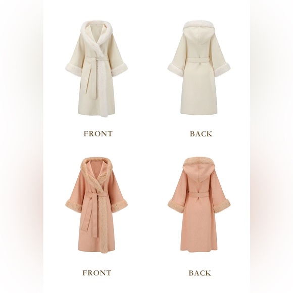 *NWT* LACEMADE Snow Fox Fantasy Land Coat in Winter White, Fully Lined, Belt — S - Picture 7 of 10